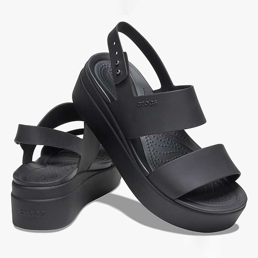 Crocs Brooklyn Low Wedge Platform Sandal Black Women's Size 7
